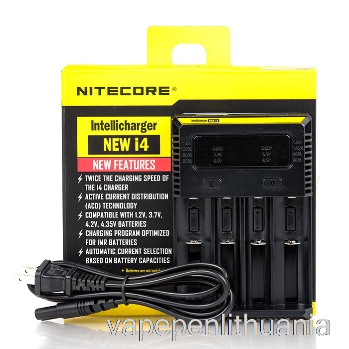 Nitecore I4 Baterijų įkroviklis V2 (4 Skyrių) Vape Skystis