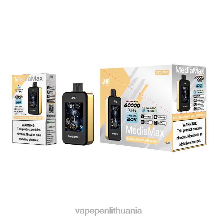 JNR MediaMax 40 tūkst persikų mango arbūzas 48N0F15 Vape Skystis